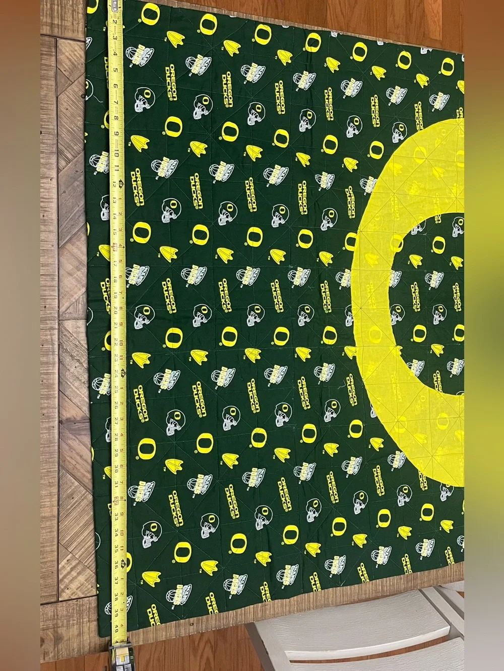 Double Sided Image Oregon Ducks Green and Yellow Oversized Quilted Throw Blanket